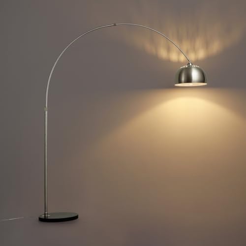 Qazqa - Moderne Bogenlampe aus Stahl in Silber mit verstellbarem Design für Ihr Wohnzimmer - LED E27 geeignet