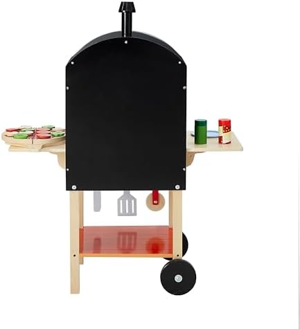 Teamson Kids Pizzaofen My Little Helper mit 24 Zubehörteilen, Grau/Natur – Spielvergnügen für kleine Köche!