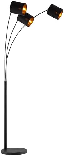 Home Sweet Home Bogenlampe | Moderne schwarze Stehlampe mit goldenen Akzenten | 190 cm hoch für stilvolles Wohnzimmer