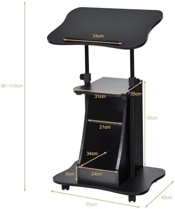 COSTWAY Mobiles Stehpult, höhenverstellbares Rednerpult mit neigbarer Tischplatte – Ideal für Home-Office und Präsentati
