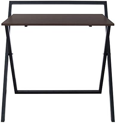 VERSANORA Easton Moderner klappbarer Computertisch aus Holz für Heimbüro – Robuste Metallbeine in Braun/Schwarz