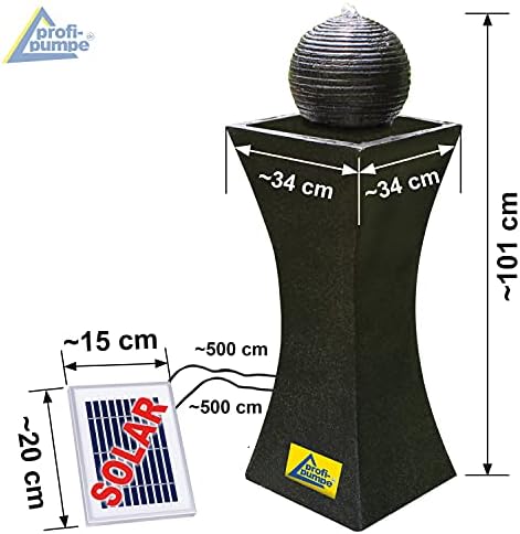 Solar Gartenbrunnen - Zierbrunnen mit Wasserfall & Licht für Garten und Teich