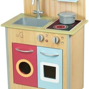 Teamson Kids Klassische Holzküche für Kinder – Interaktives Kochspielset mit Zubehör für kreatives Spielen im Kinderzimm