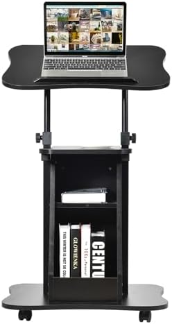 COSTWAY Mobiles Stehpult, höhenverstellbares Rednerpult mit neigbarer Tischplatte – Ideal für Home-Office und Präsentati