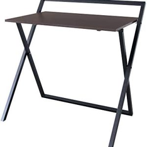 VERSANORA Easton Moderner klappbarer Computertisch aus Holz für Heimbüro – Robuste Metallbeine in Braun/Schwarz