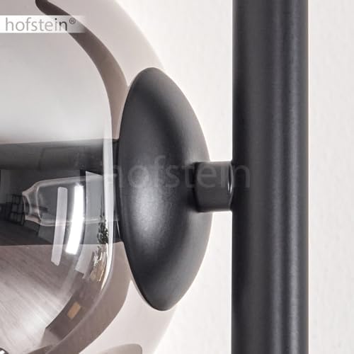 Stehleuchte Gastor – Moderne Retro-Stehlampe aus Metall/Glas in Schwarz/Rauchfarbe für stilvolle Wohnräume, Höhe 160 cm,
