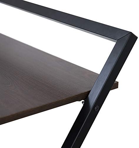VERSANORA Easton Moderner klappbarer Computertisch aus Holz für Heimbüro – Robuste Metallbeine in Braun/Schwarz