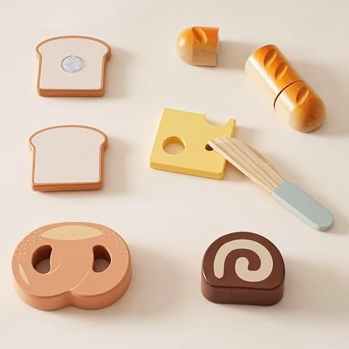ROBUD Holz Lebensmittelset für Kinderküche – Spielküchen Zubehör mit Aufbewahrungstasche, ideale Geschenkidee ab 3 Jahre