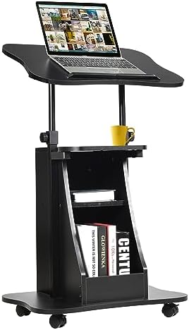 COSTWAY Mobiles Stehpult, höhenverstellbares Rednerpult mit neigbarer Tischplatte – Ideal für Home-Office und Präsentati