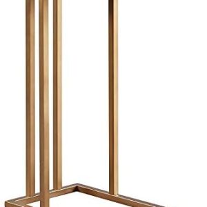 Teamson Home C-förmiger Ausziehtisch mit synthetischer Marmorplatte und elegantem Messingfinish für stilvolle Wohnzimmer