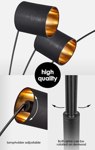 Home Sweet Home Bogenlampe | Moderne schwarze Stehlampe mit goldenen Akzenten | 190 cm hoch für stilvolles Wohnzimmer