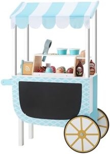 Teamson Kids Eiskarren Set mit 33 Zubehörteilen – Farblich in Blau/Weiß für kreatives Spielen drinnen und draußen