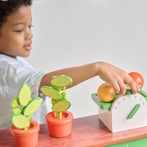 Teamson Kids Vermont Marktstand Spielset – Holz-Kaufladen mit 25 Teilen, Waage & Zubehör für kreatives Rollenspiel im Ki