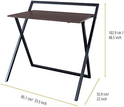 VERSANORA Easton Moderner klappbarer Computertisch aus Holz für Heimbüro – Robuste Metallbeine in Braun/Schwarz