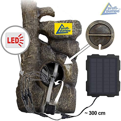 Solar Gartenbrunnen - Zierbrunnen mit Wasserfall & Licht für Garten und Teich