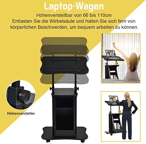 COSTWAY Mobiles Stehpult, höhenverstellbares Rednerpult mit neigbarer Tischplatte – Ideal für Home-Office und Präsentati
