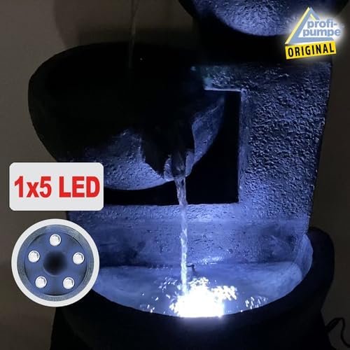 Solar Gartenbrunnen - Zierbrunnen mit Wasserfall & Licht für Garten und Teich