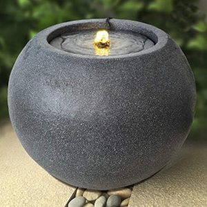 Harmony Gartenbrunnen mit LED-Licht – Zierbrunnen für Garten und Terrasse mit Wasserfall und entspannendem Wasserspiel