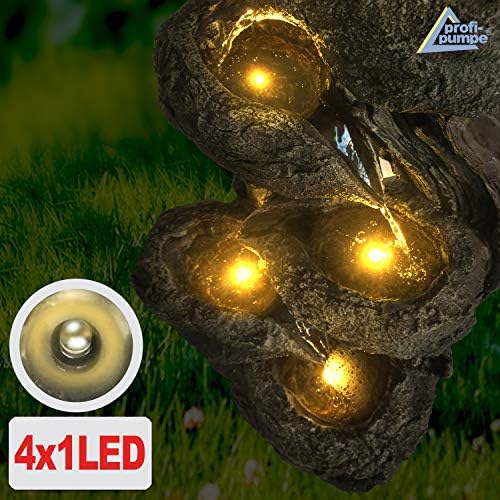 Solar Gartenbrunnen - Zierbrunnen mit Wasserfall & Licht für Garten und Teich