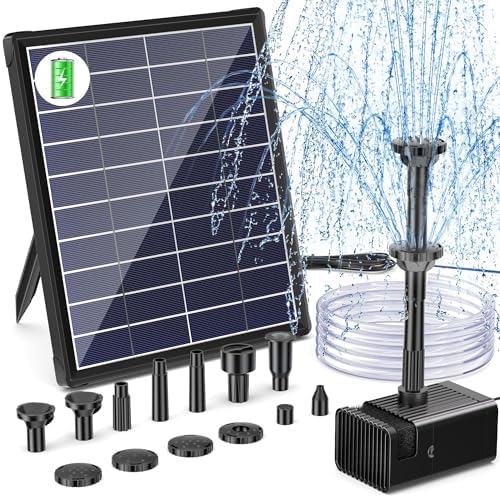 Biling Solarbrunnen mit Akku – 7,5 W Solar-Teichpumpe für Gartenteich, 10 Sprühstile, ideal für Wasserspiele und Vogelba