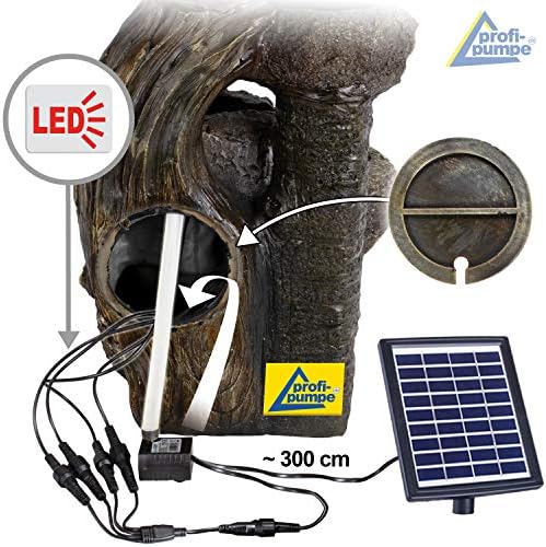 Solar Gartenbrunnen - Zierbrunnen mit Wasserfall & Licht für Garten und Teich