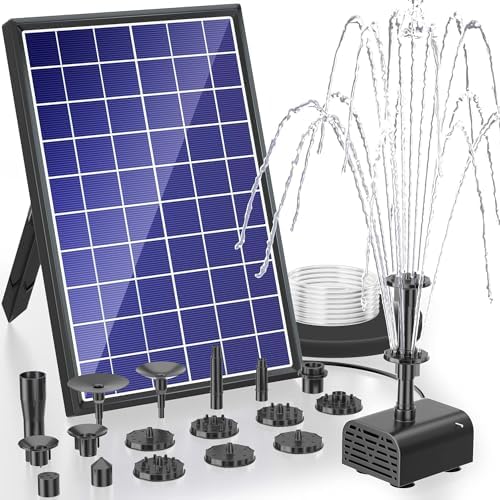 Biling Solarbrunnen mit Akku – 7,5 W Solar-Teichpumpe für Gartenteich, 10 Sprühstile, ideal für Wasserspiele und Vogelba