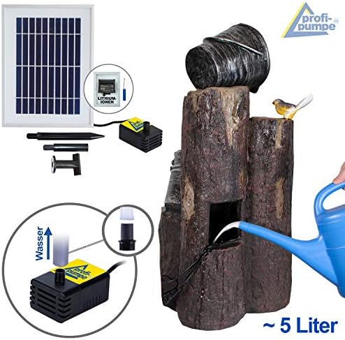 Pretty-Bird Solar Gartenbrunnen mit Wasserfall & LED-Licht – Perfekte Teichpumpe für Terrasse und Balkon