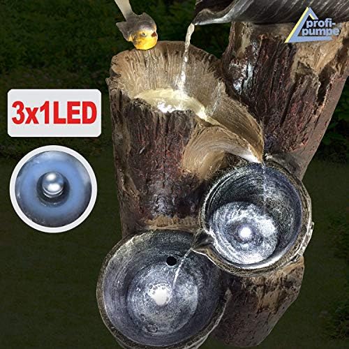 Pretty-Bird Solar Gartenbrunnen mit Wasserfall & LED-Licht – Perfekte Teichpumpe für Terrasse und Balkon
