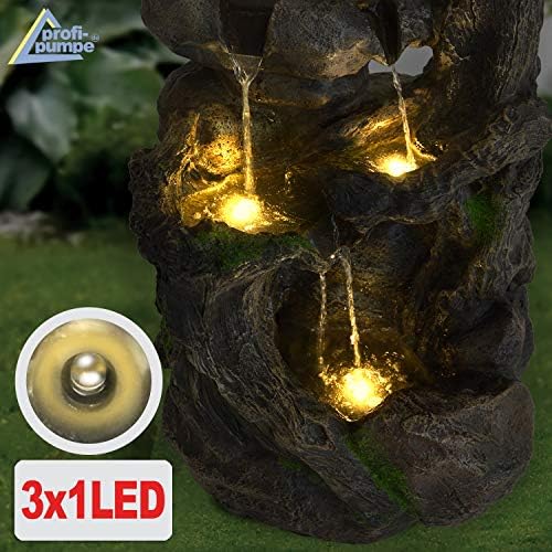 Solar Gartenbrunnen - Zierbrunnen mit Wasserfall & Licht für Garten und Teich