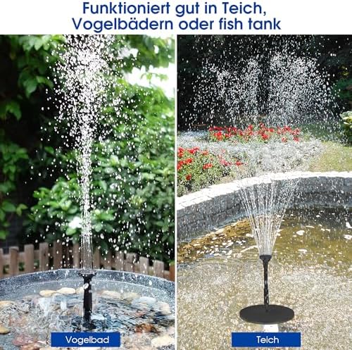 Biling Solarbrunnen mit Akku – 7,5 W Solar-Teichpumpe für Gartenteich, 10 Sprühstile, ideal für Wasserspiele und Vogelba