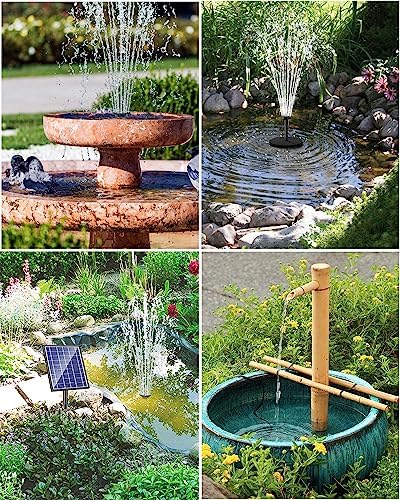 Biling Solarbrunnen mit Akku – 7,5 W Solar-Teichpumpe für Gartenteich, 10 Sprühstile, ideal für Wasserspiele und Vogelba