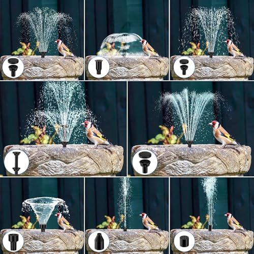 Biling Solarbrunnen mit Akku – 7,5 W Solar-Teichpumpe für Gartenteich, 10 Sprühstile, ideal für Wasserspiele und Vogelba