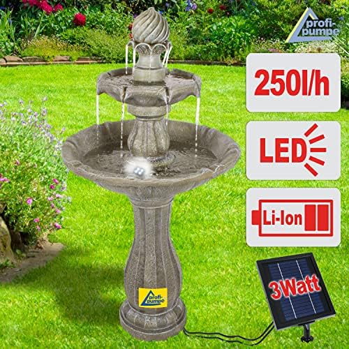 Solar Gartenbrunnen - Zierbrunnen mit Wasserfall & Licht für Garten und Teich